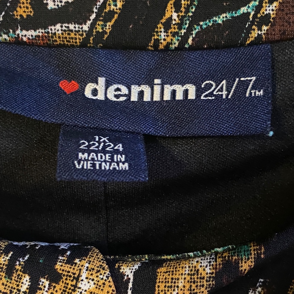 Denim 24/7 Vibrant Patterned Sleeveless 1X Maxi Dress Boho Hippie Summer Fall - Picture 2 of 10